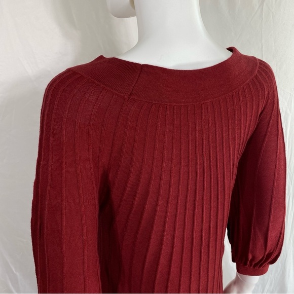 Leo & Nicole Ribbed Knit Boat Neck Sweater Bishop Sleeves Dress /Leggings Tunic - Picture 4 of 6